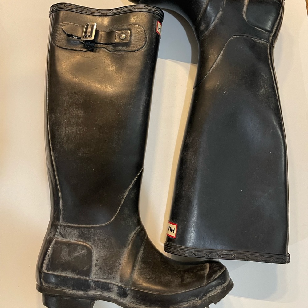 Hunter Rain Tall Boots Size 6 Black - Picture 2 of 6